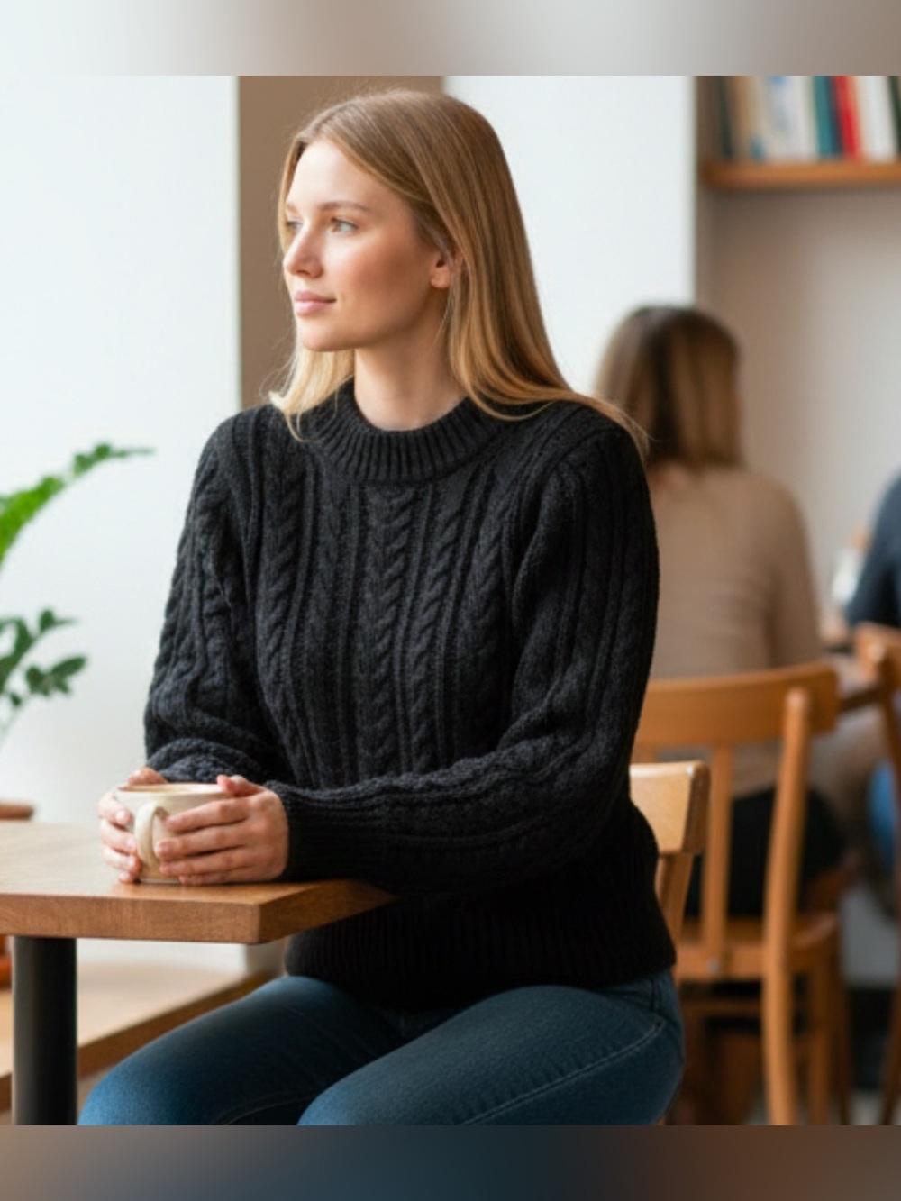Wilfred Black Cable Crewneck Sweater
